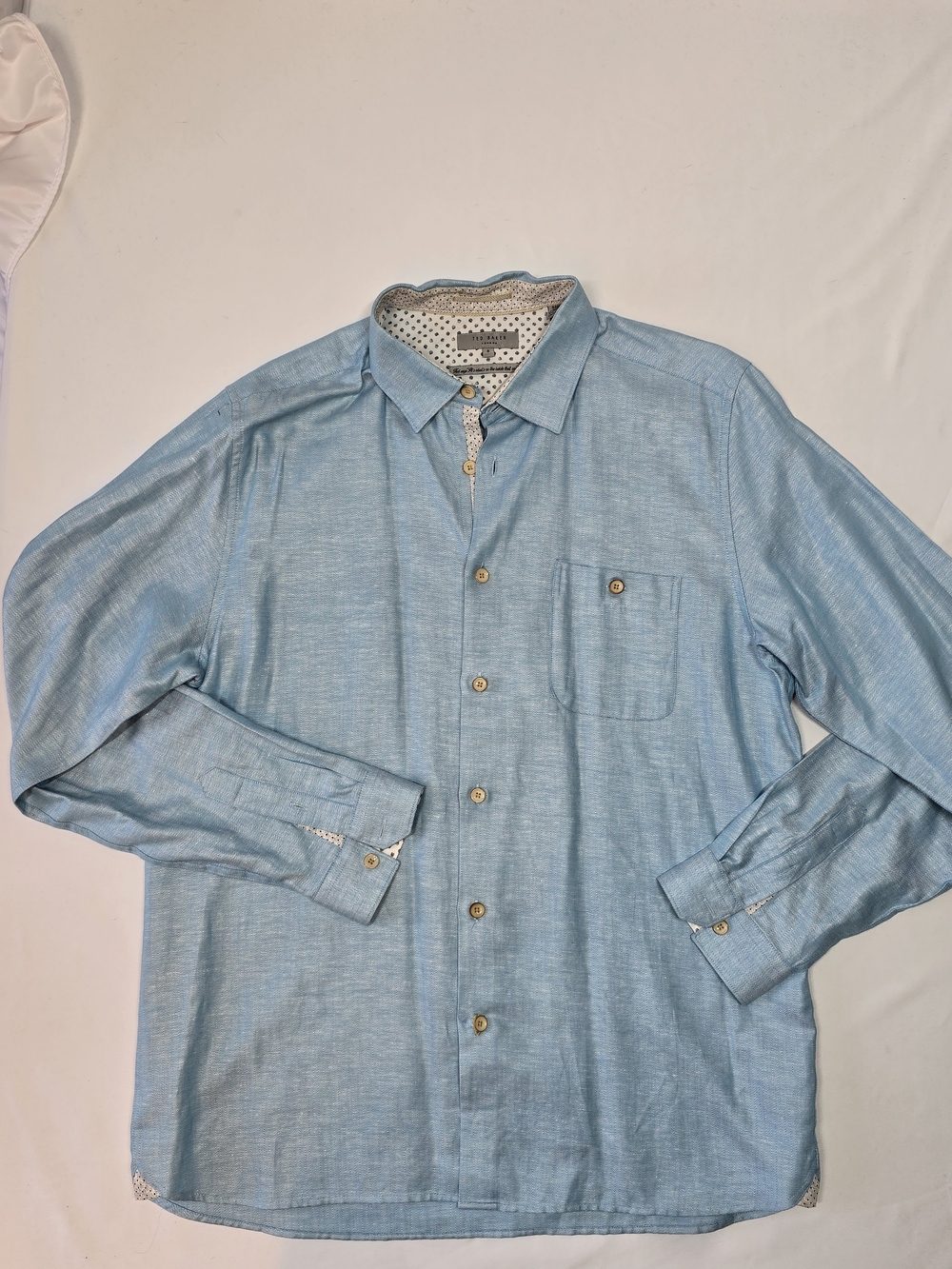 Ted Baker London Blue Herringbone Long Sleeve Button-Down Shirt Size 5 XL